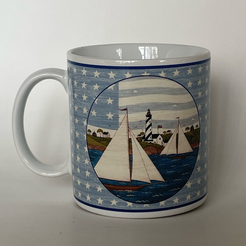 Warren Kimble America the Beautiful Sailboat Vintage Mug by Sakura